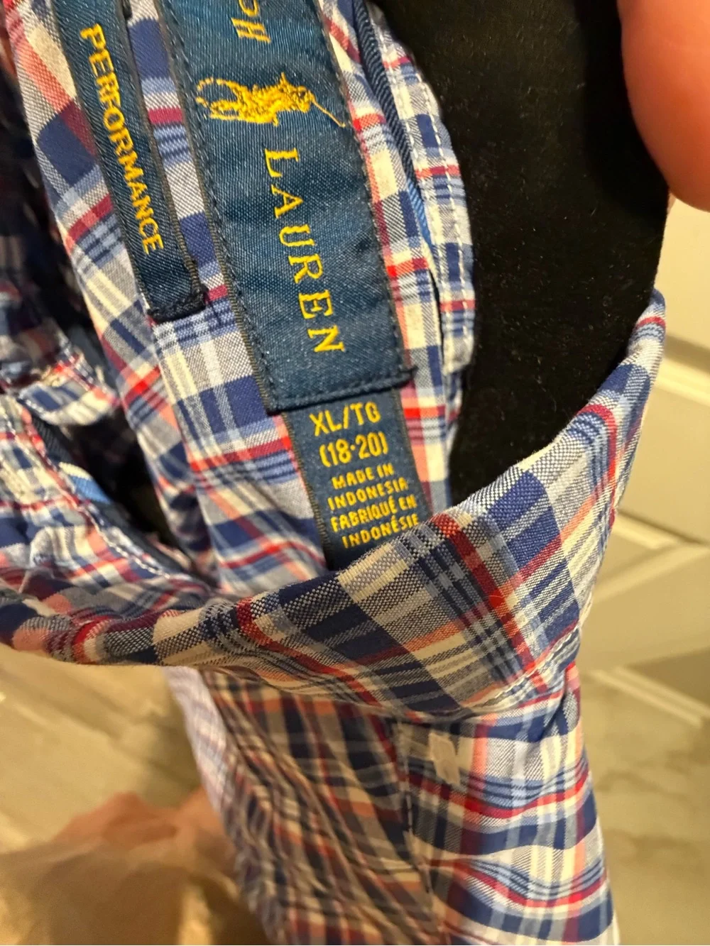 Boys Ralph Lauren Blue, White & Red Plaid Cotton Button-Down Shirt
